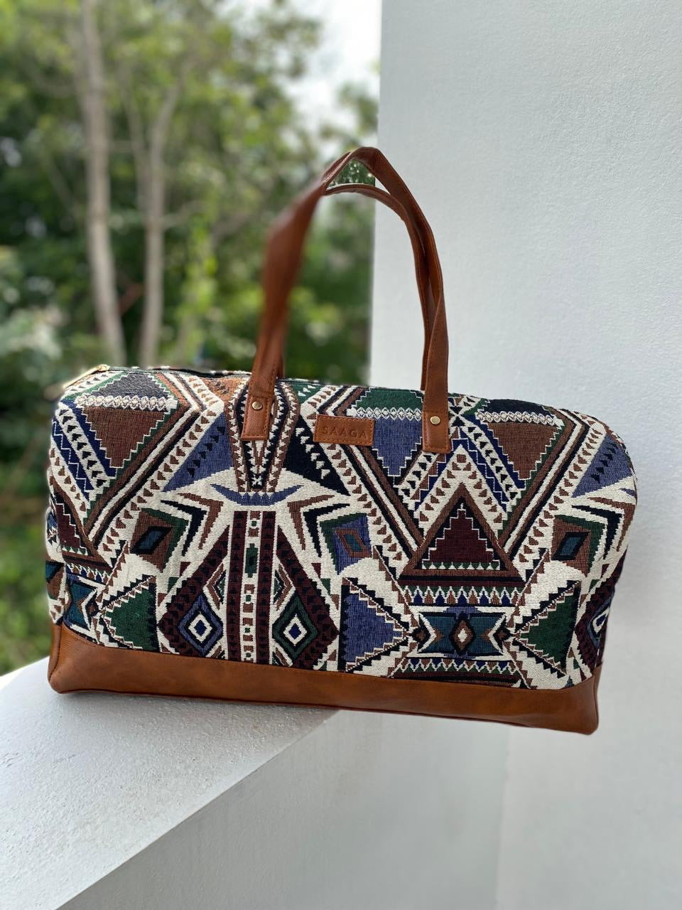Brown duffle bag