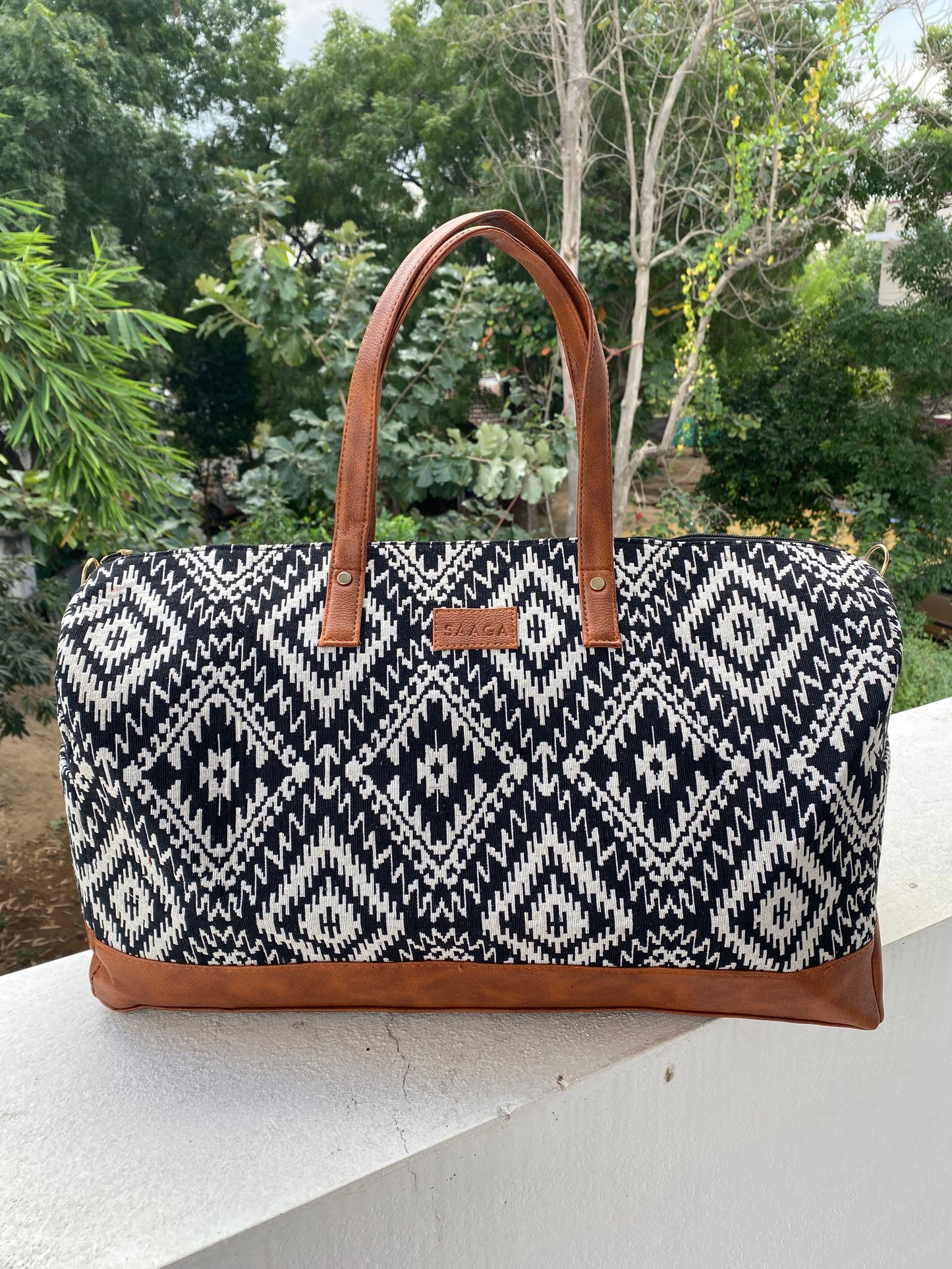 Boho black duffle