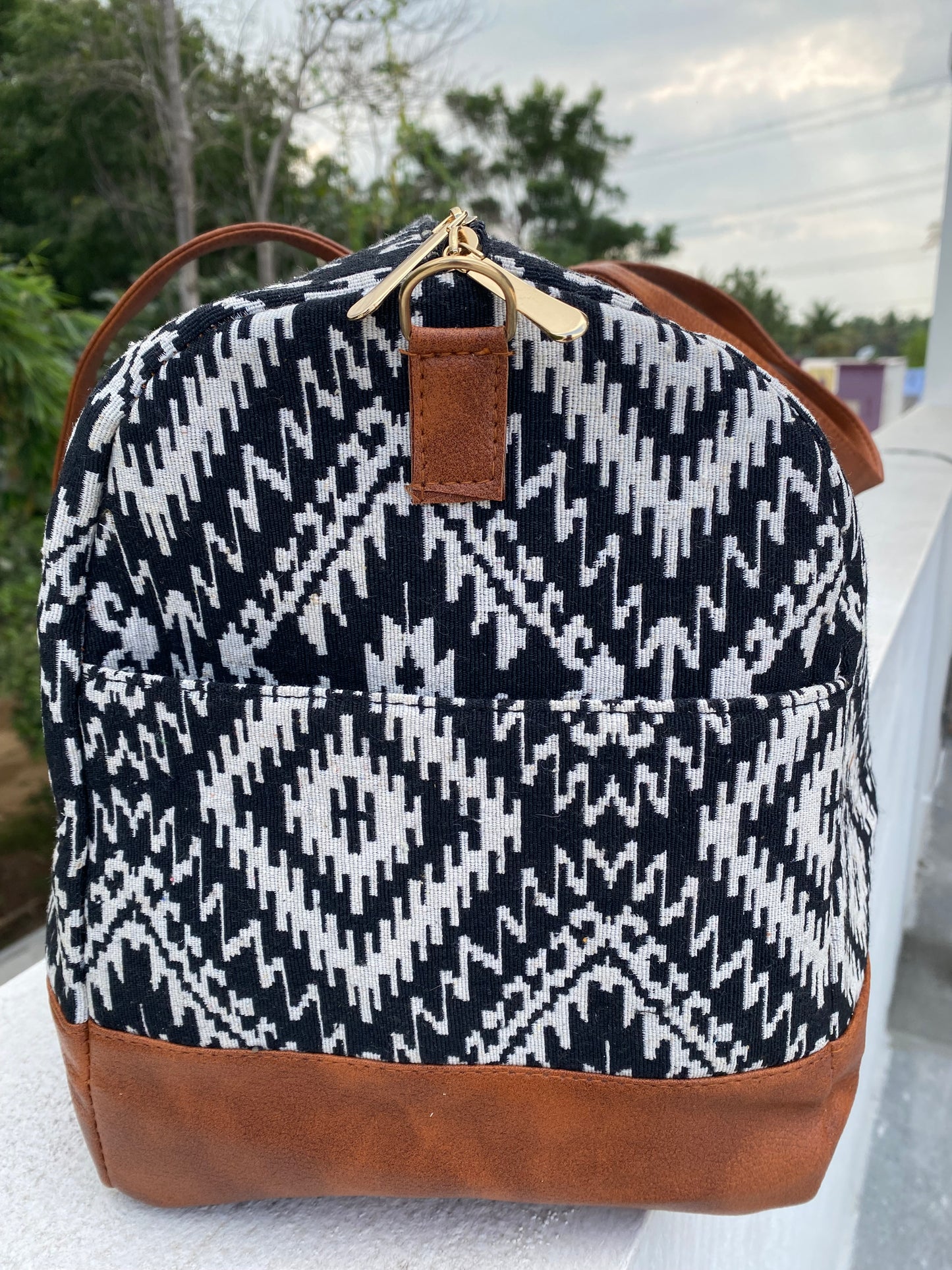 Boho black duffle