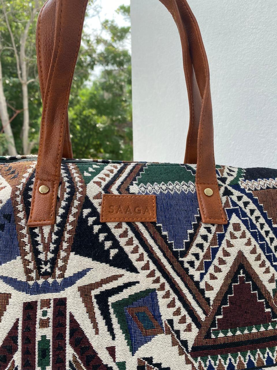 Brown duffle bag