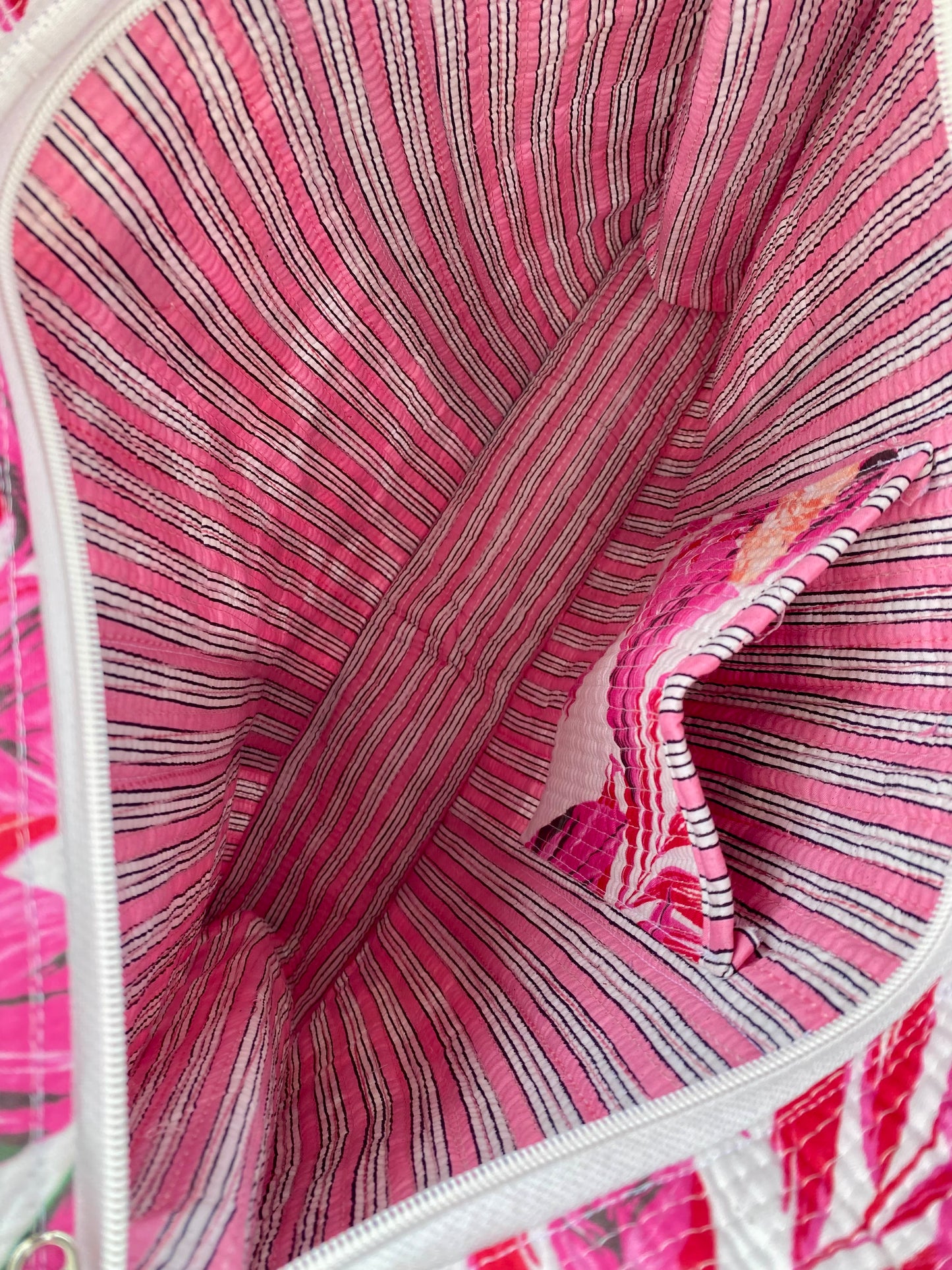 Pink flamingo quilted tote