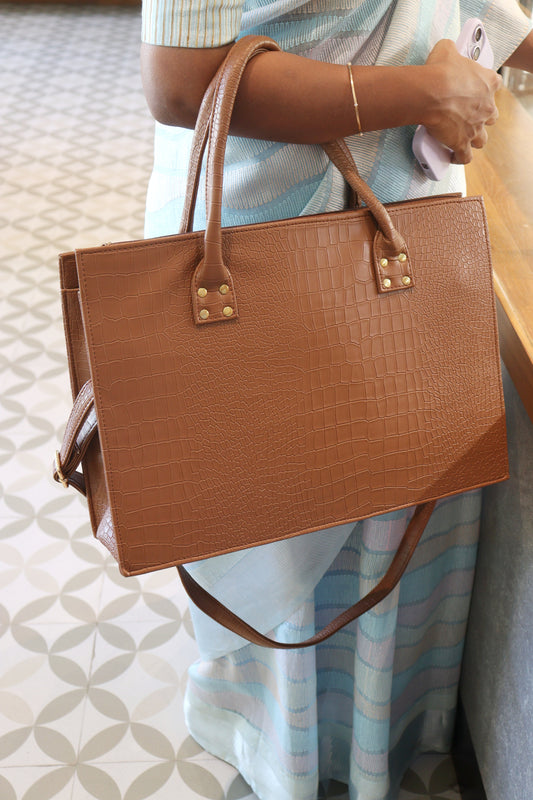 Mocha Croc Tote