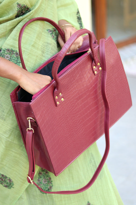 Maroon Croc Tote