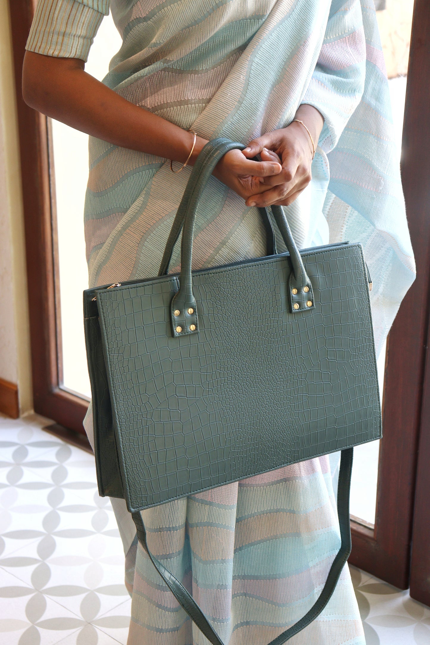 Green Croc Tote