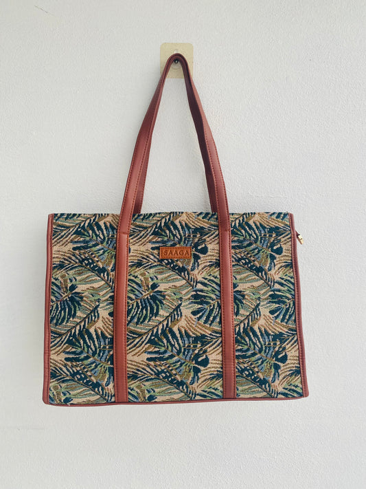 Blue leaf diaper bag